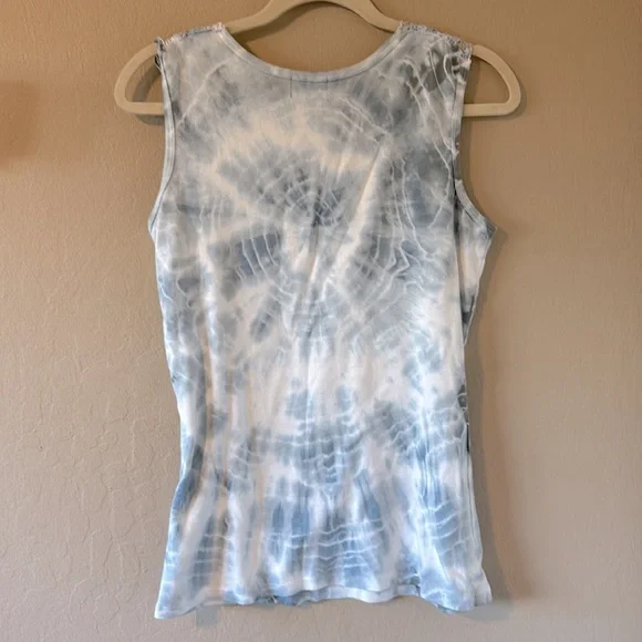 Bleu Clair Women’s Crochet look Collar Sleeveless Tie Dye Shades Of Blue… - Picture 4 of 9